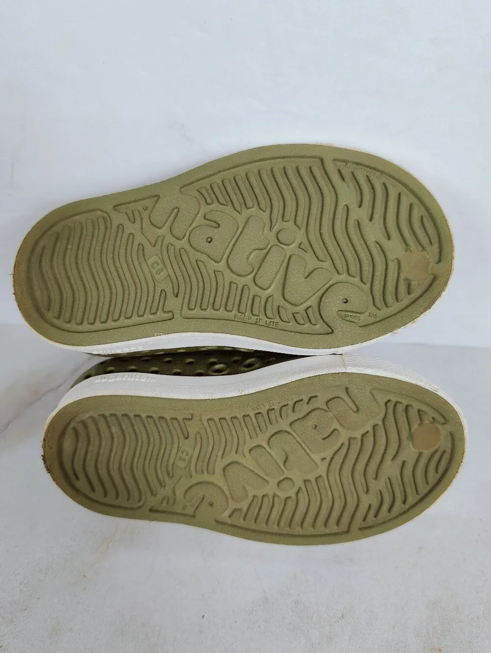 Native Shoes Baby Jefferson Slip On Sneakers Shoes Green White, Sz 6C
